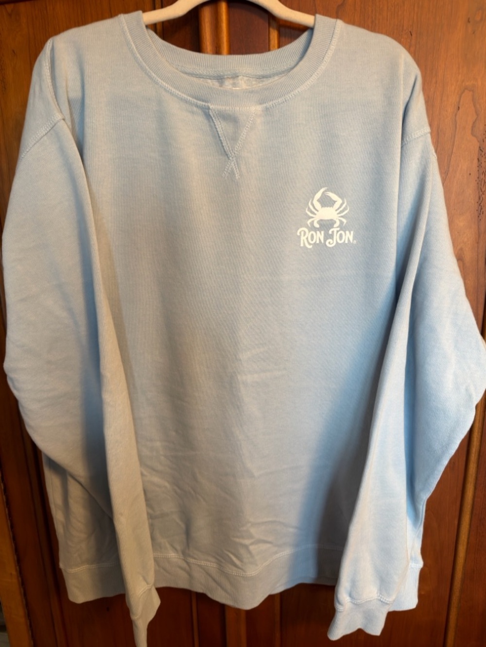 Ron Jon Light Blue Crewneck Sweatshirt with White Crab Logo